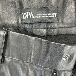 New ZARA faux Black leather Pants Women (S) skinny,‎ slim tight sexy